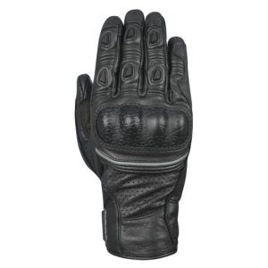 Oxford Hawker Black Leather Motorcycle Gloves - Men's Summer Adventure Gloves with Touchscreen & TPU Protection