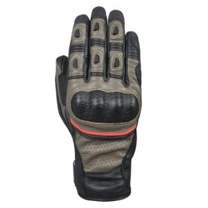 Oxford Hawker Brown/Black Leather Motorcycle Gloves - Men's Adventure Riding Gloves with Knuckle Protection