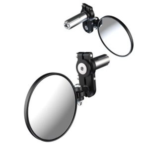 Oxford Fold-Away Bar End Mirrors - Black Urban Motorcycle Styling Kit with 140mm Space-Saving Design
