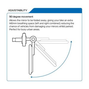Alternative view of Oxford Fold-Away Bar End Mirrors - Black Urban Motorcycle Styling Kit with 140mm Space-Saving Design