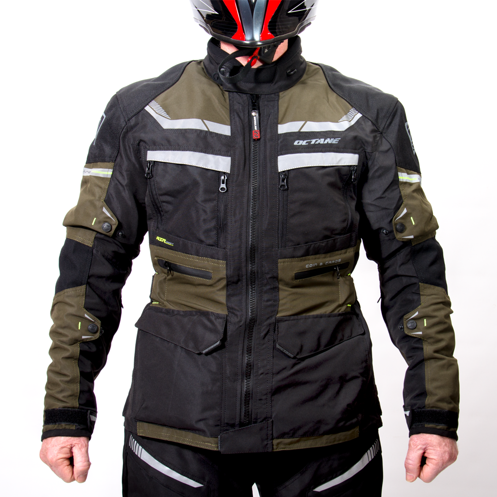 Octane Hurricane 4-Season Waterproof Motorcycle Touring Jacket - CE Armor Protection & Removable Liners